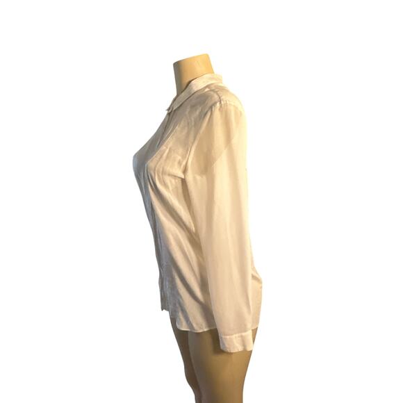 Women S The Kooples Cream White Button-Down 100% Silk Blouse Shirt Top Long Slv - Picture 4 of 7